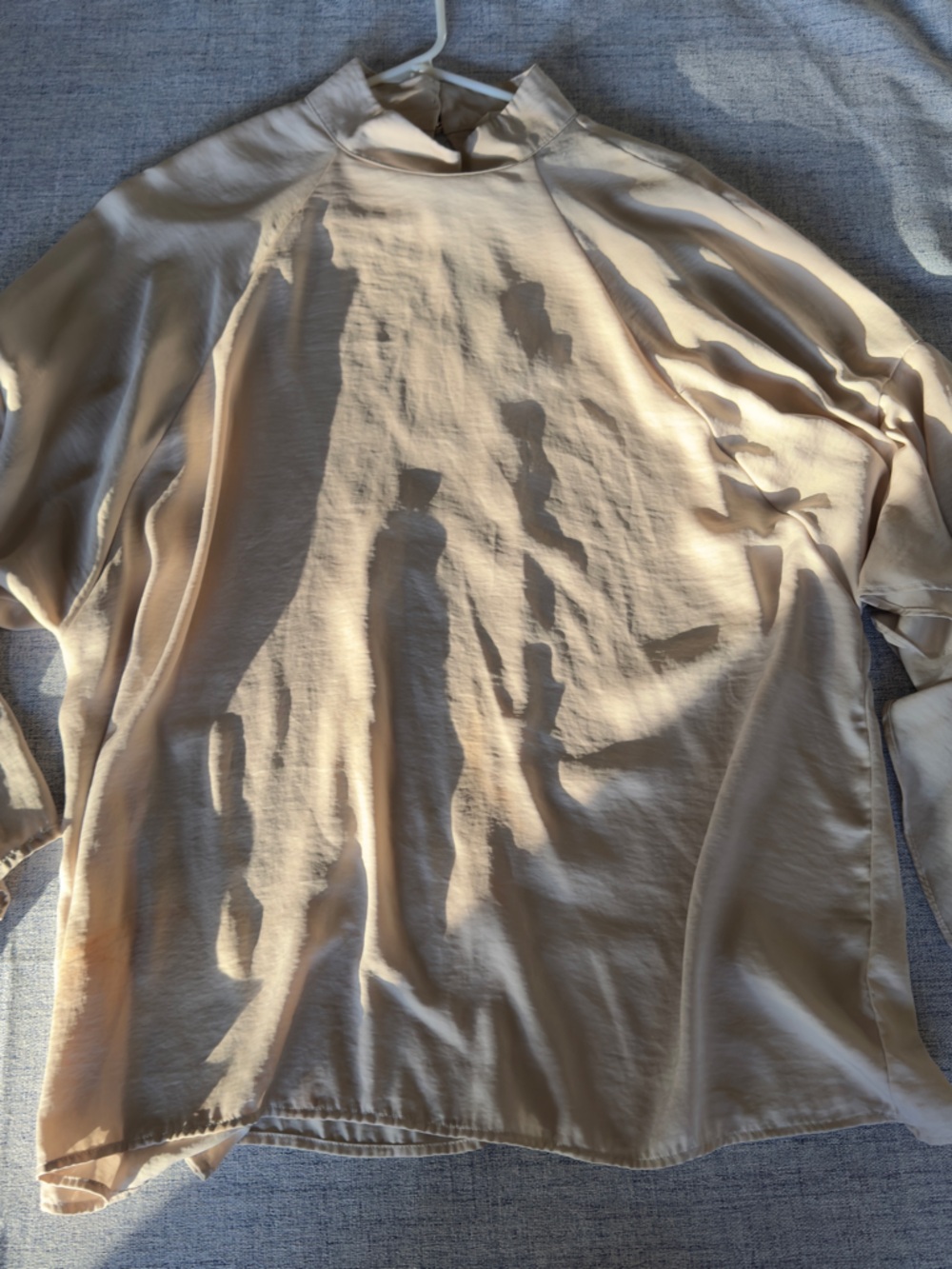 H&M Cream Mock Neck Long Sleeve Blouse